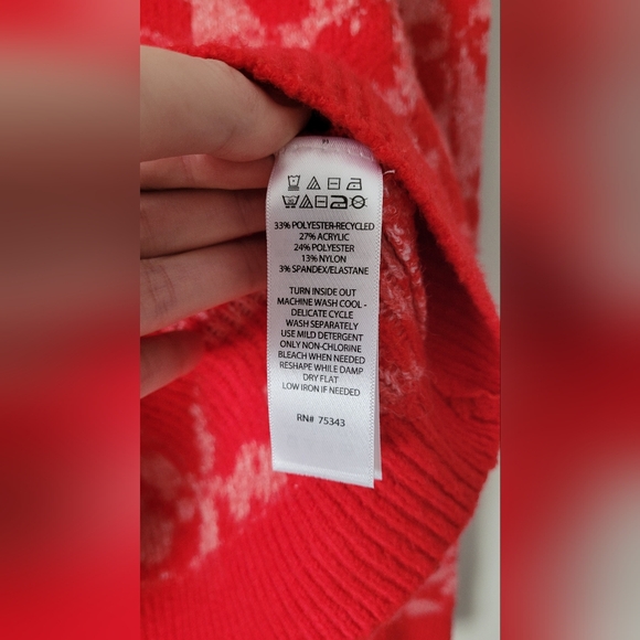 Cupcakes & Cashmere Red Floral Women's Sweater - Picture 3 of 3